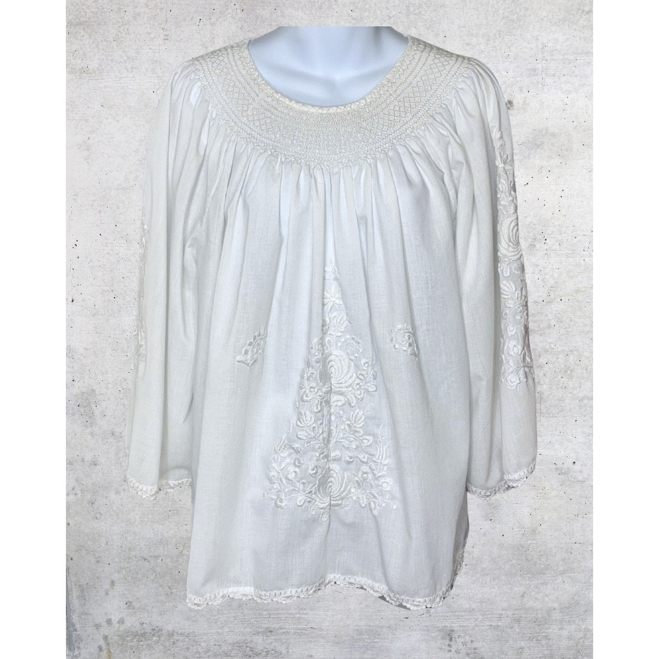 White Embroidered Boho Blouse