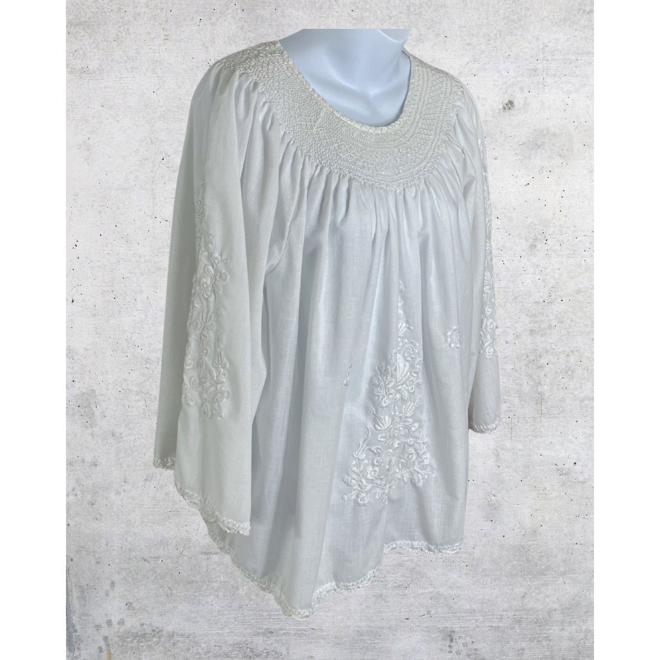 White Embroidered Boho Blouse