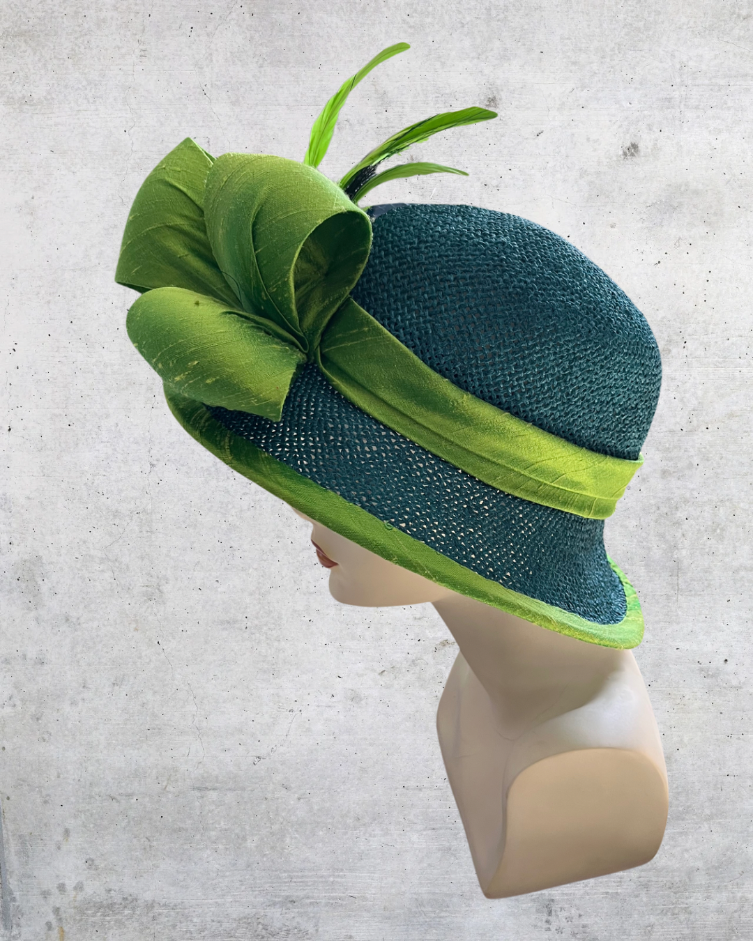 Cotton Weave in Teal with Green Silk Trim