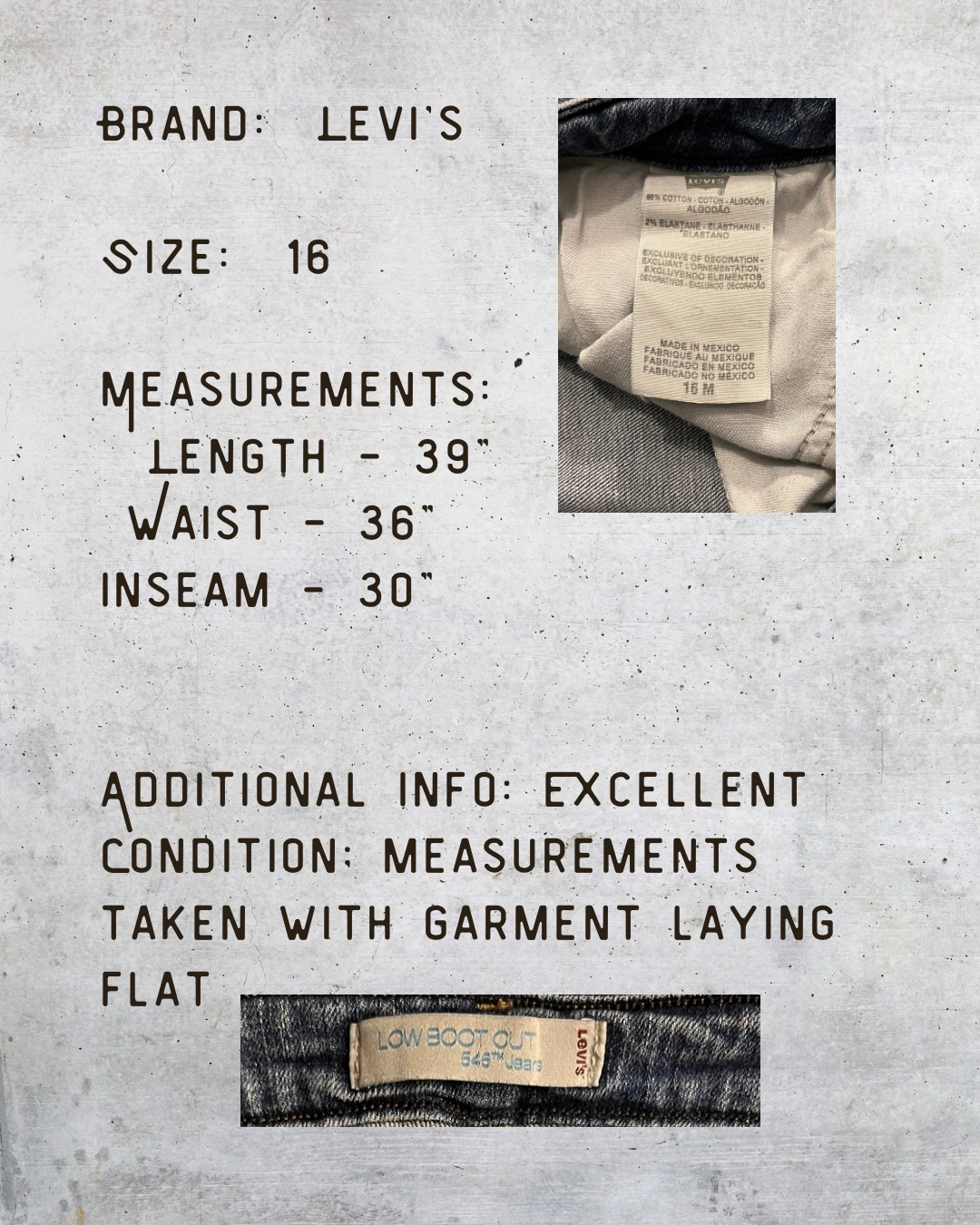 Levi’s Low Bootcut Blues - Size 16