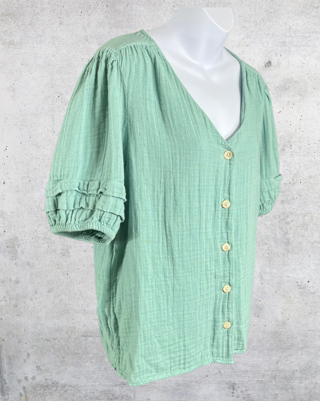 Sonoma Green Button-Front Blouse