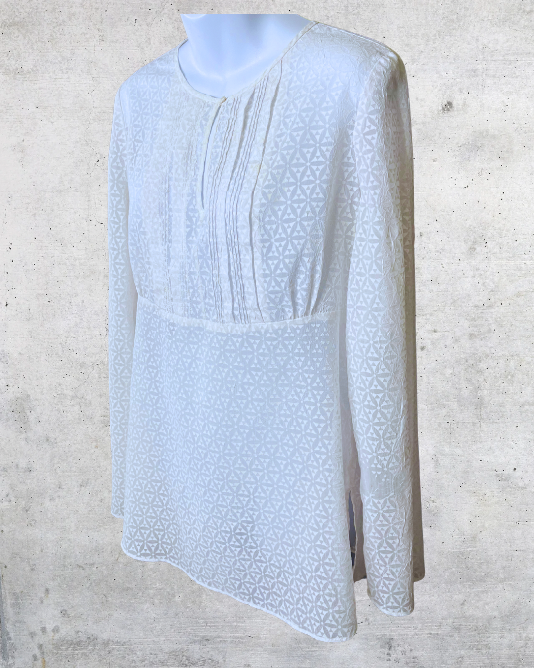 Tahari Sheer Geometric Textured Blouse