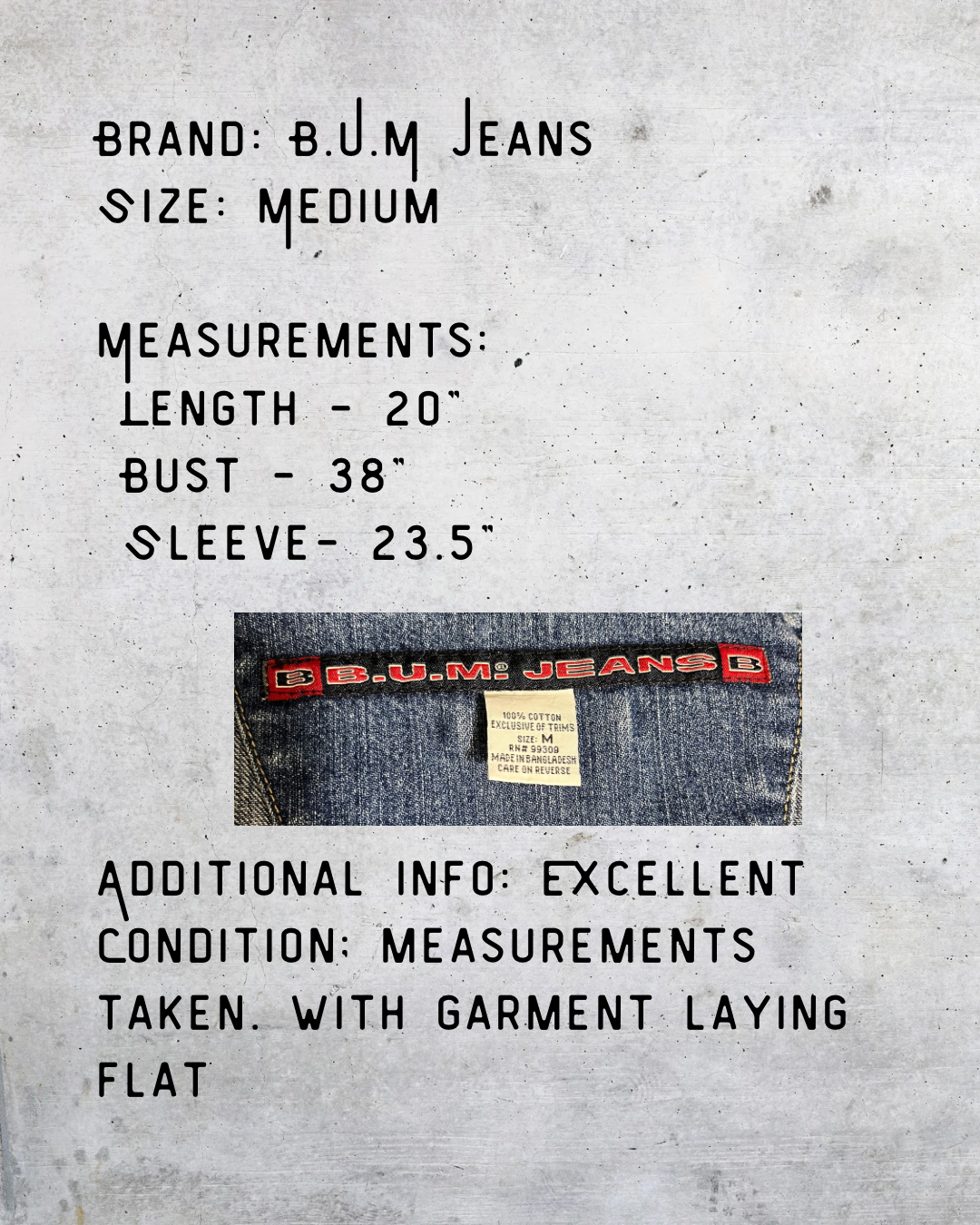 B.U.M. Jeans Red Stitch Denim Jacket - Medium