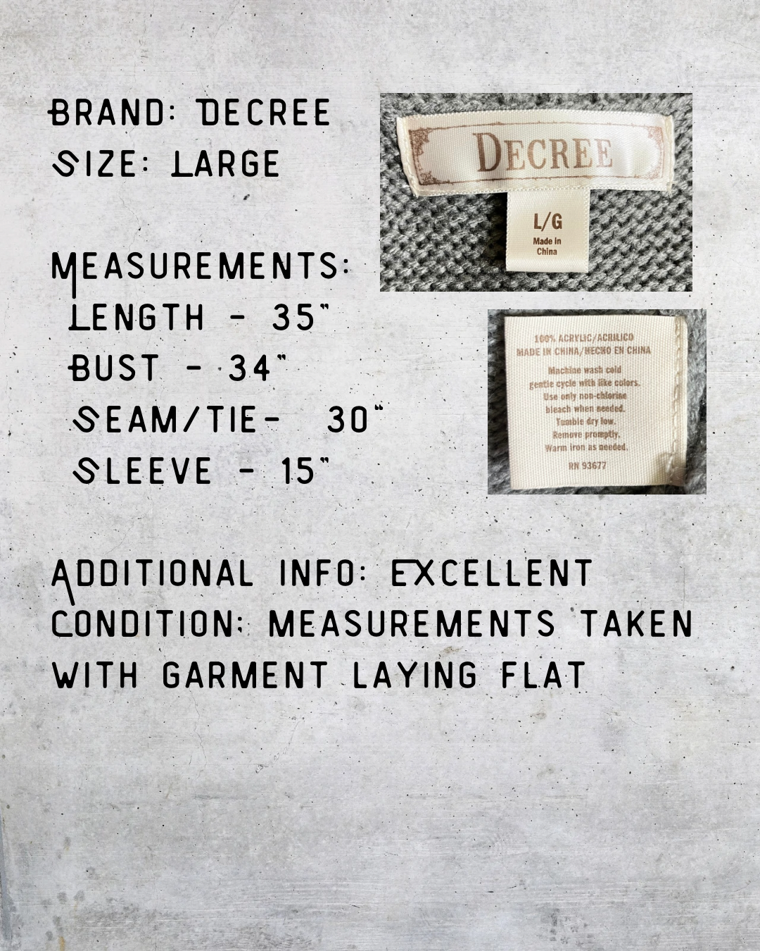 Decree Gray Knit Sweater Dress – Large