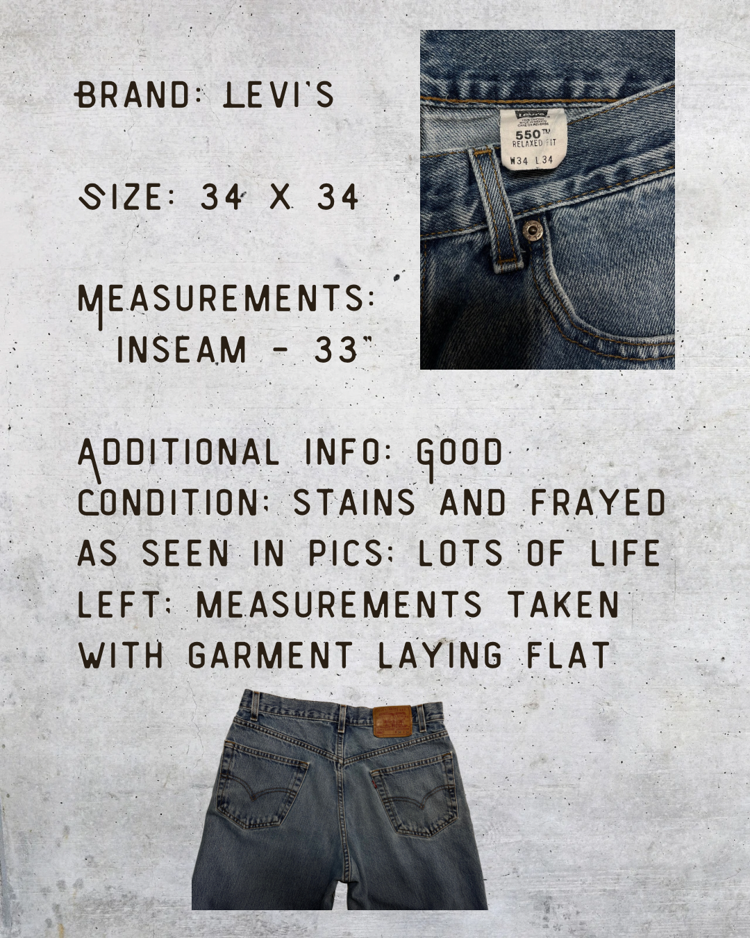 Classic Levi’s 550 “Lived-In Legends” Jeans - Size 34 x 34
