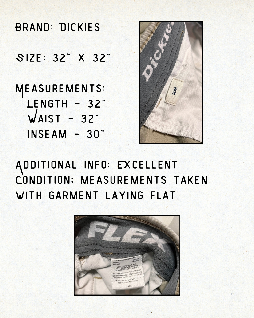 Flex Appeal Slim Dickies - 32 x 32