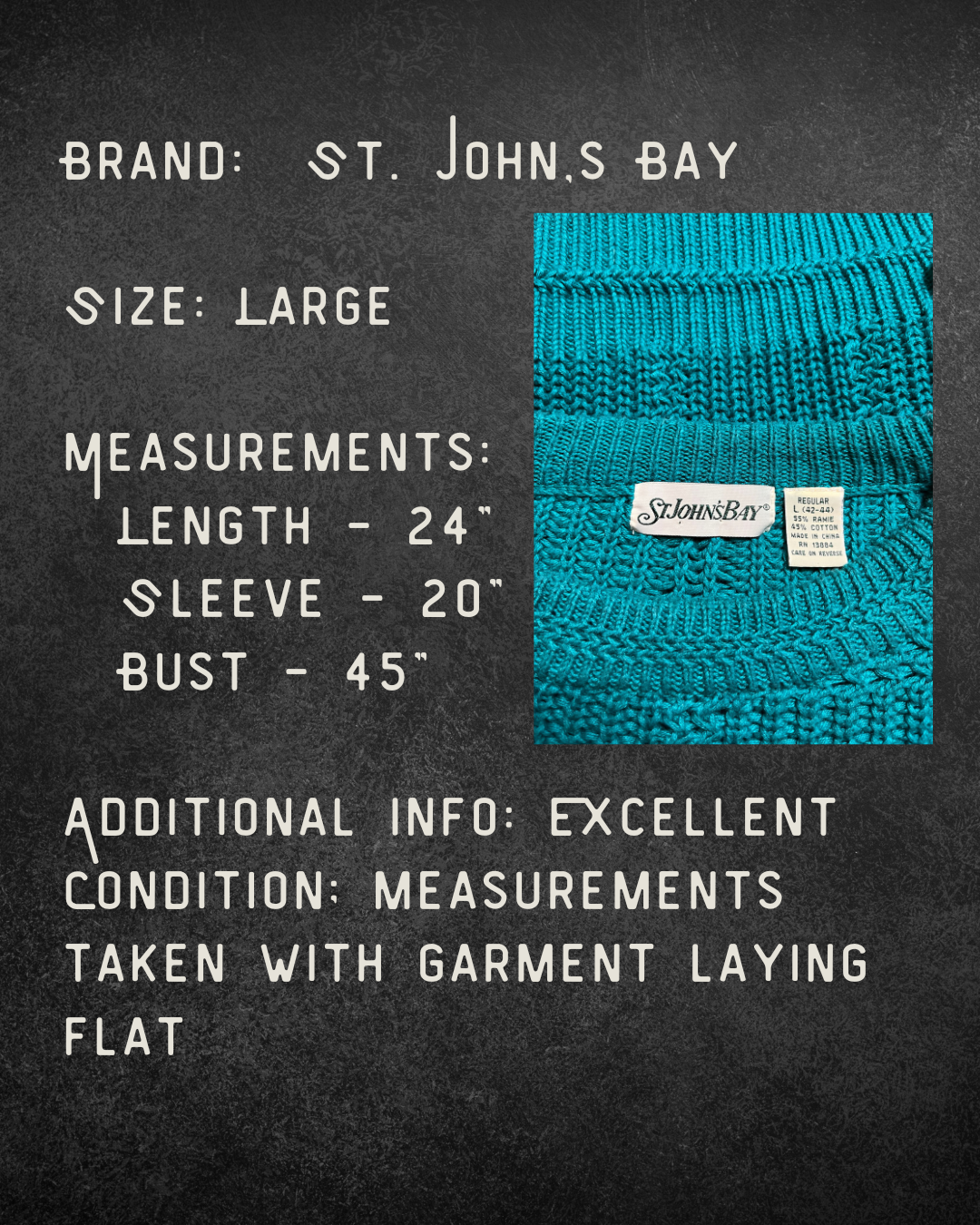 Teal You Feel It Knit Sweater - Large
