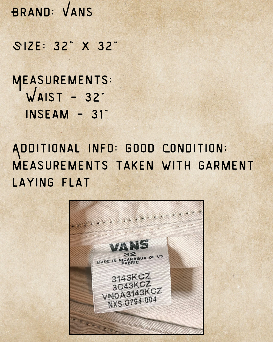 Vans Green Machine Chinos - 32 x 32