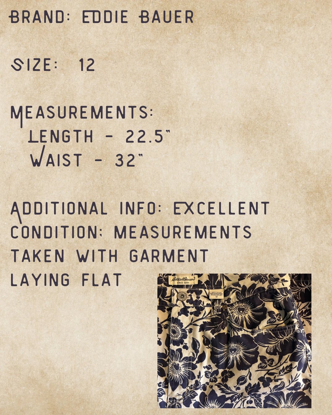 Navy Bloom Eddie Bauer Skirt - Size 12