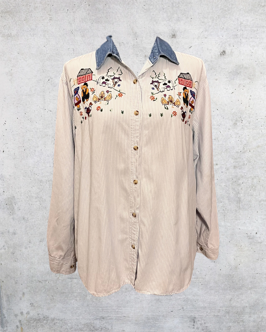 Country Charm Embroidered Button-Up