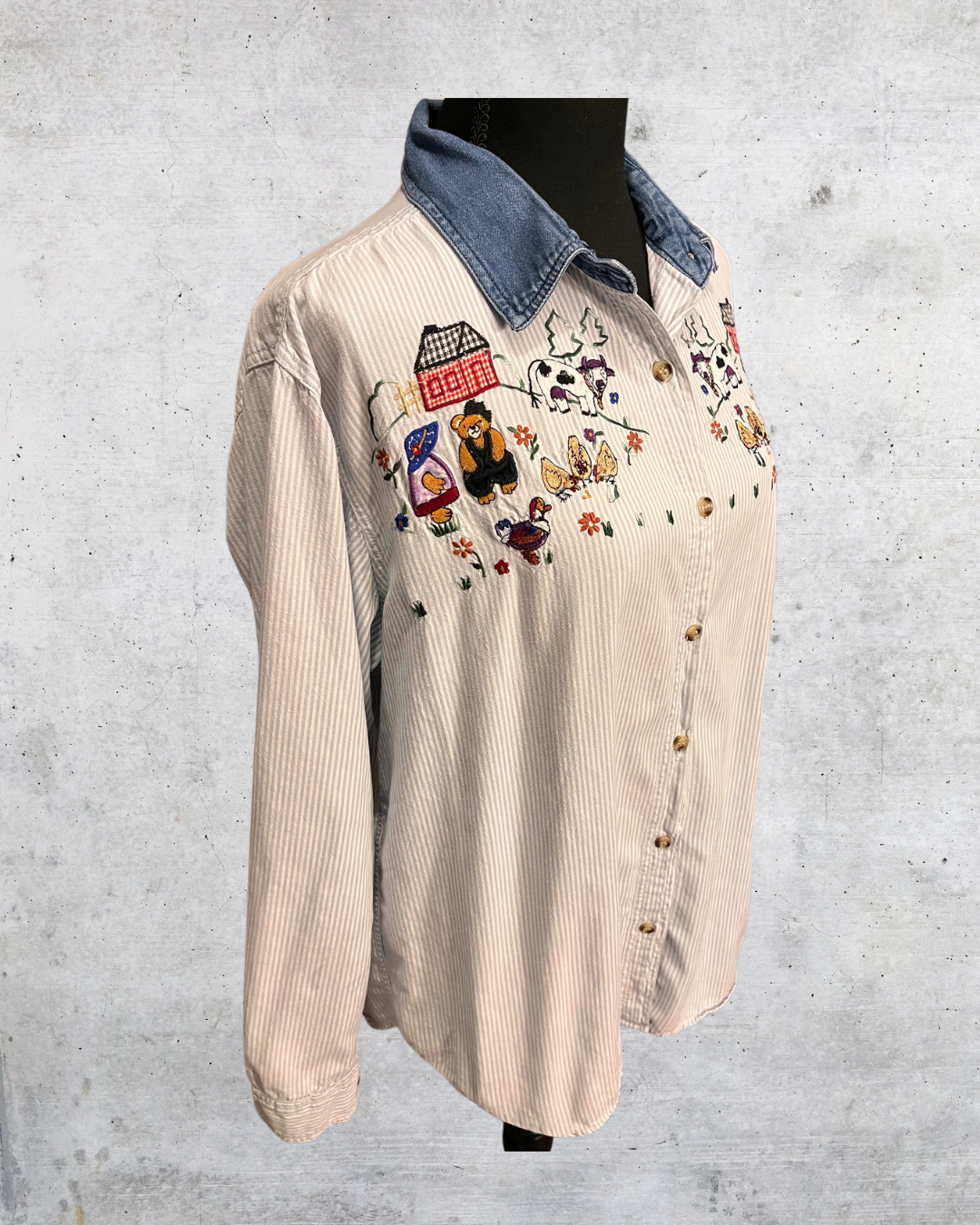 Country Charm Embroidered Button-Up