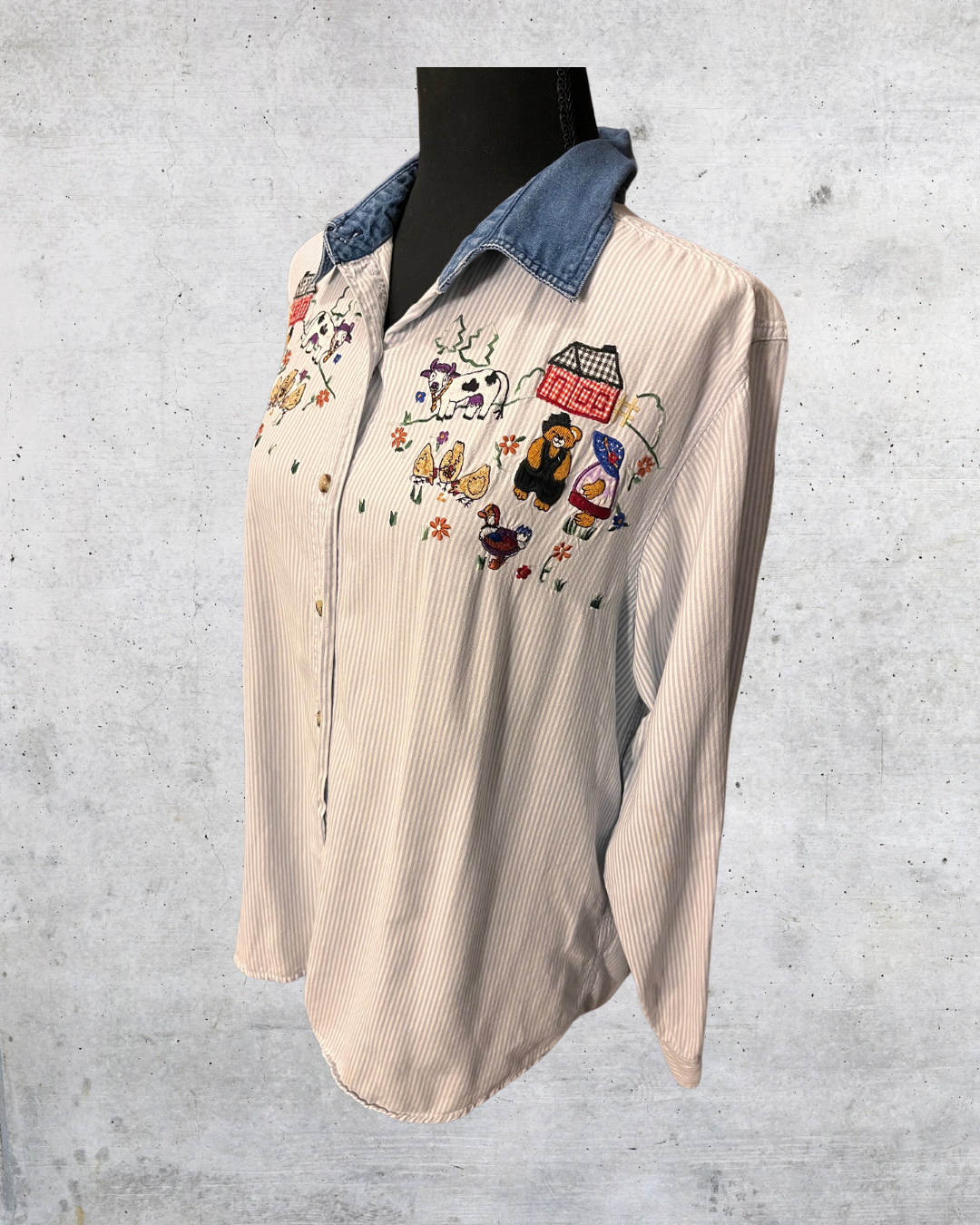Country Charm Embroidered Button-Up