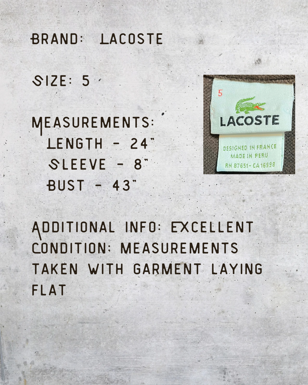 Croc Classic Polo - Lacoste Size 5