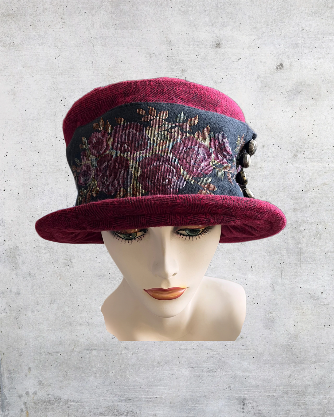 Burgundy Topper with Buttons