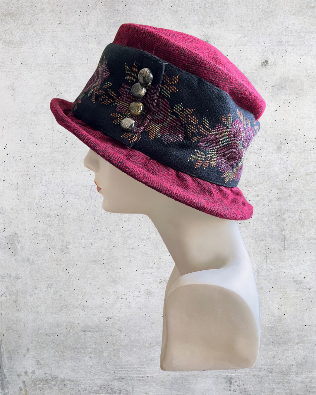 Burgundy Topper with Buttons