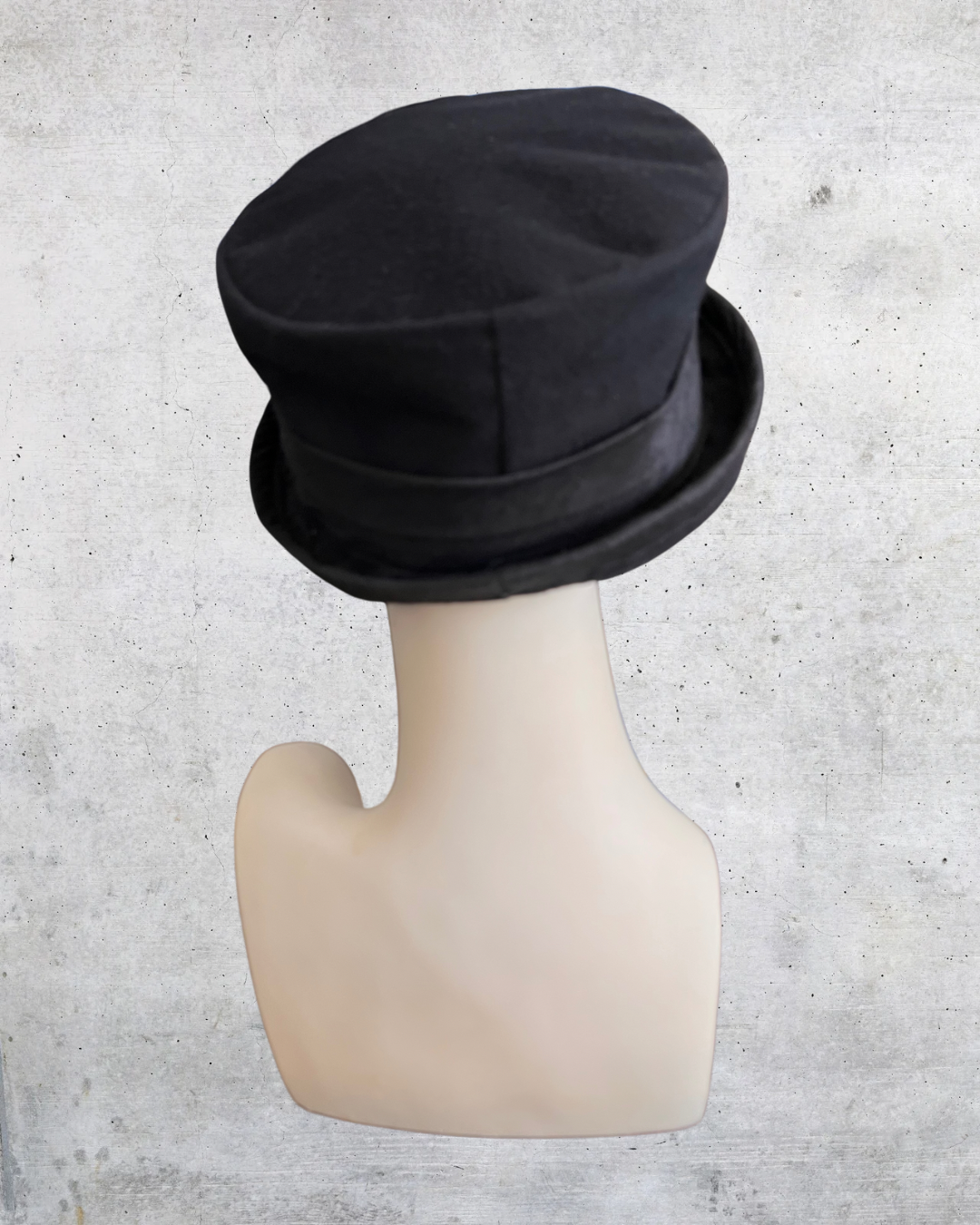 Black Felt Topper with Flower and Feathers