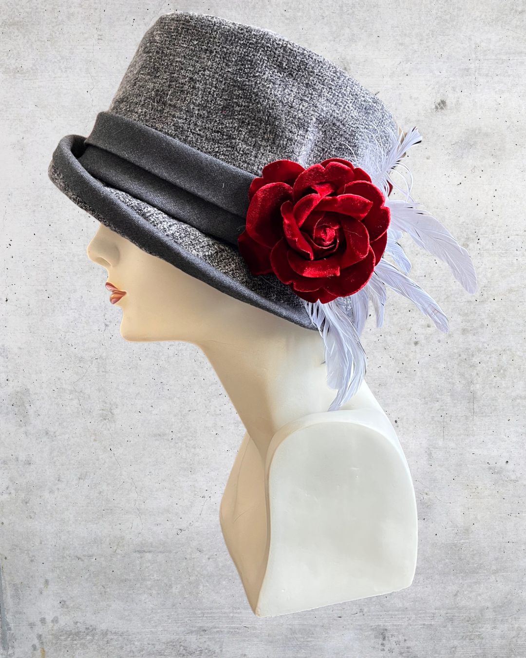 Gray Topper with Red Rose