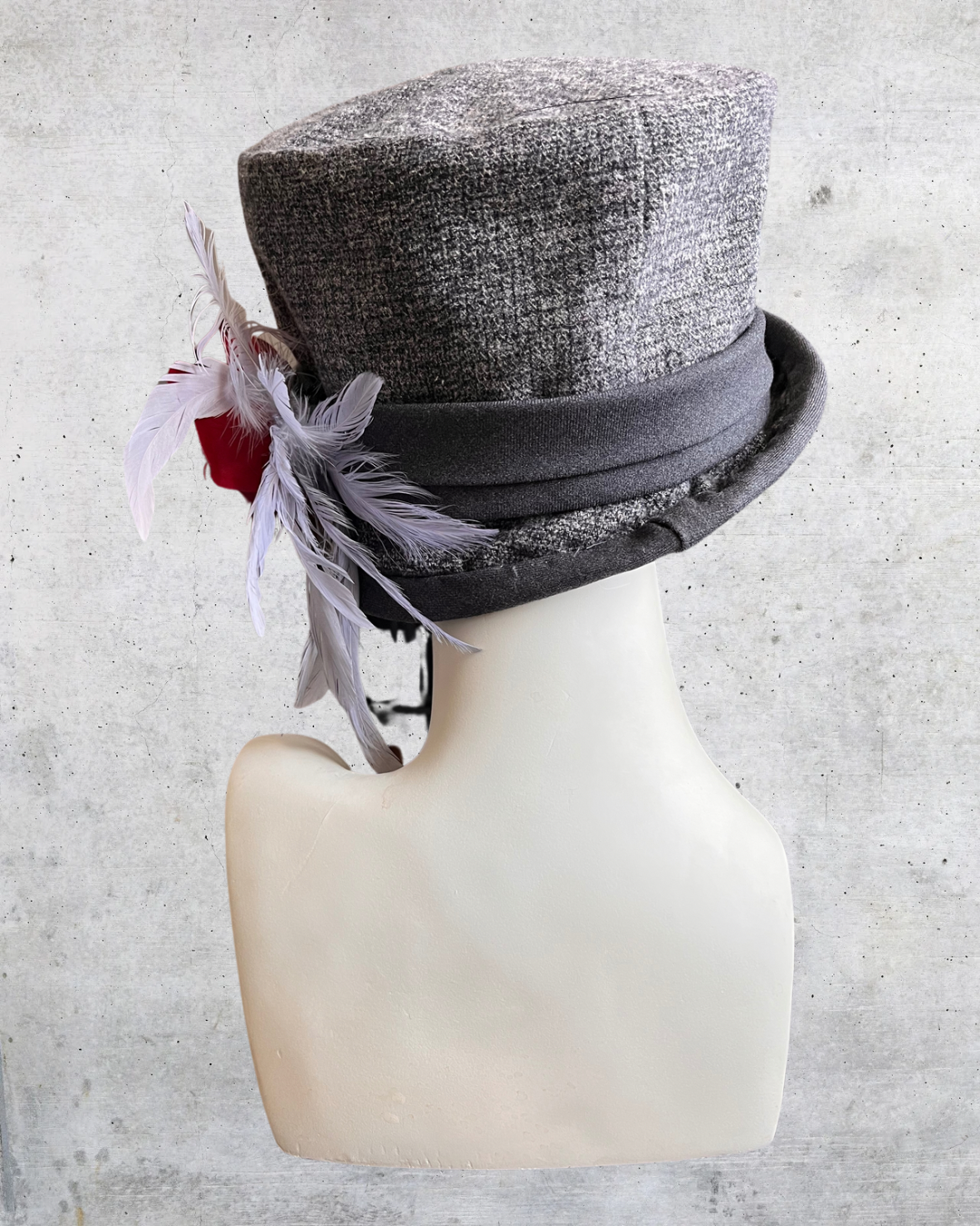 Gray Topper with Red Rose