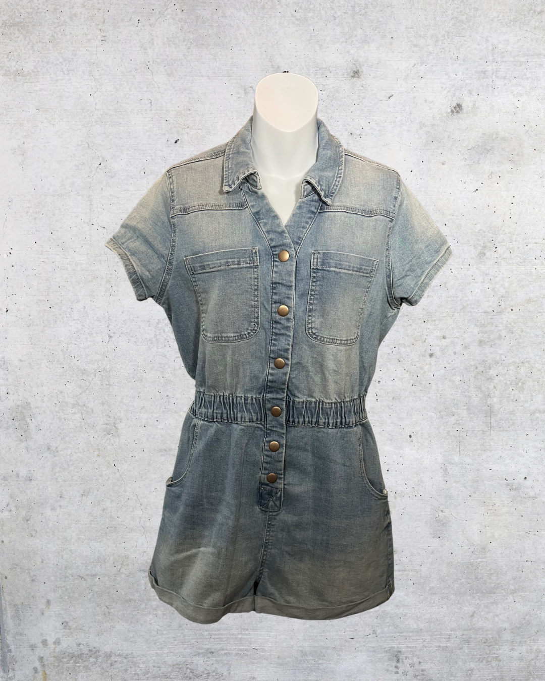 Denim Dream Snap Up Romper - Medium (7-9)