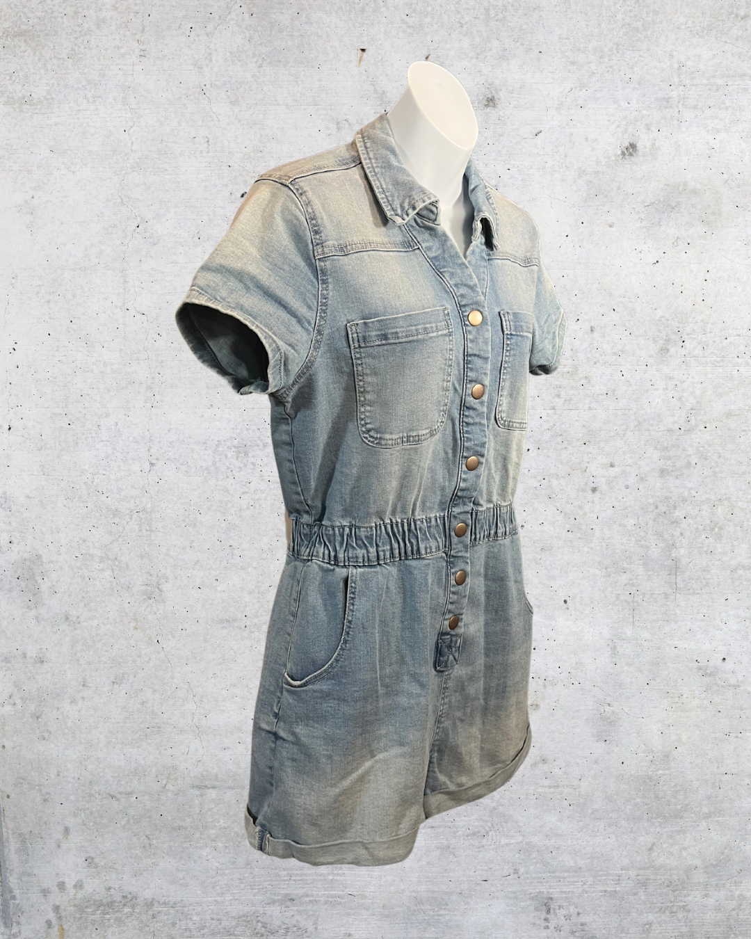 Denim Dream Snap Up Romper - Medium (7-9)