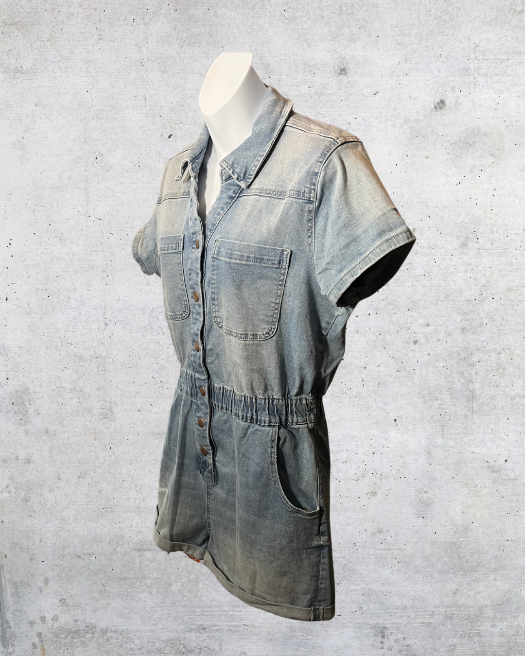 Denim Dream Snap Up Romper - Medium (7-9)