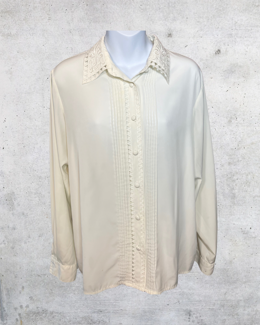 Vintage Yves St. Clair Embroidered Tuxedo Blouse - 12 (Large)