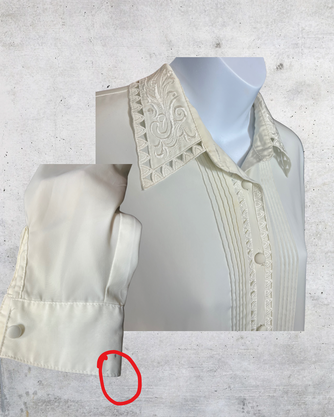 Vintage Yves St. Clair Embroidered Tuxedo Blouse - 12 (Large)
