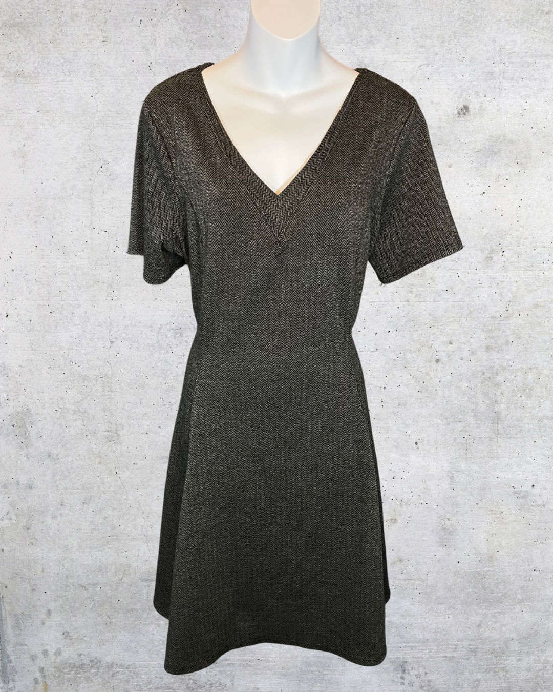 Simply Vera Herringbone Fit & Flare Dress - XL