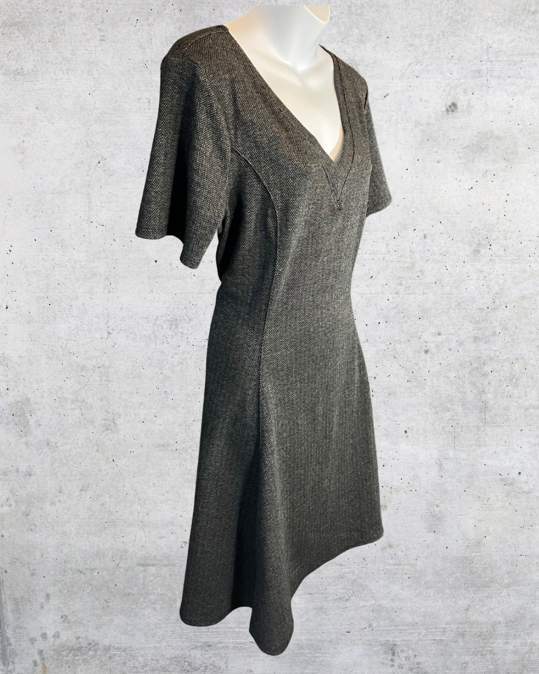 Simply Vera Herringbone Fit & Flare Dress - XL