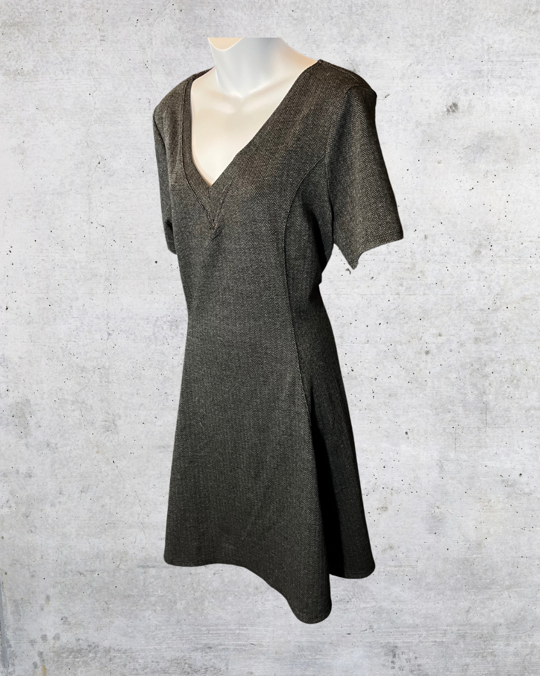 Simply Vera Herringbone Fit & Flare Dress - XL