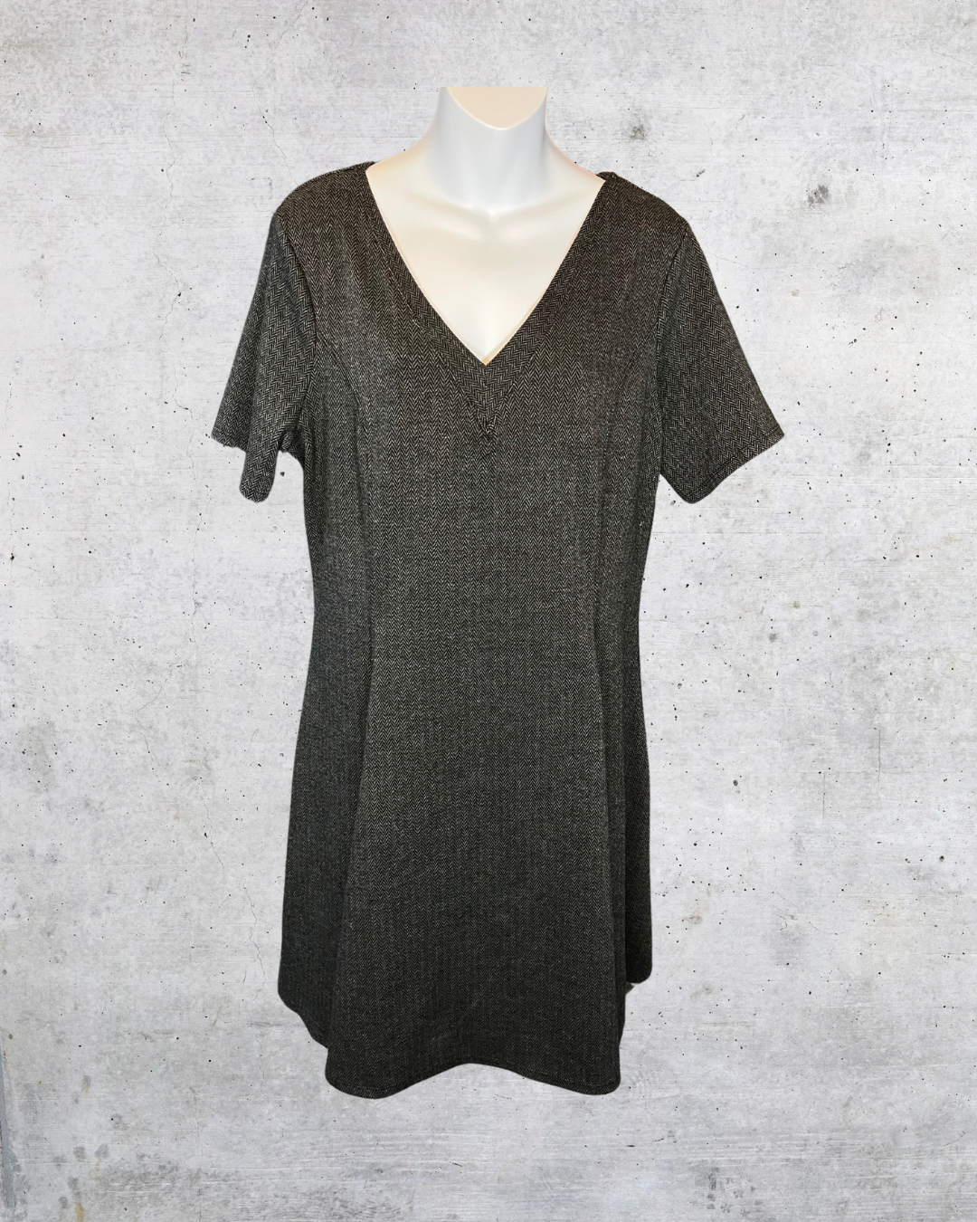 Simply Vera Herringbone Fit & Flare Dress - XL