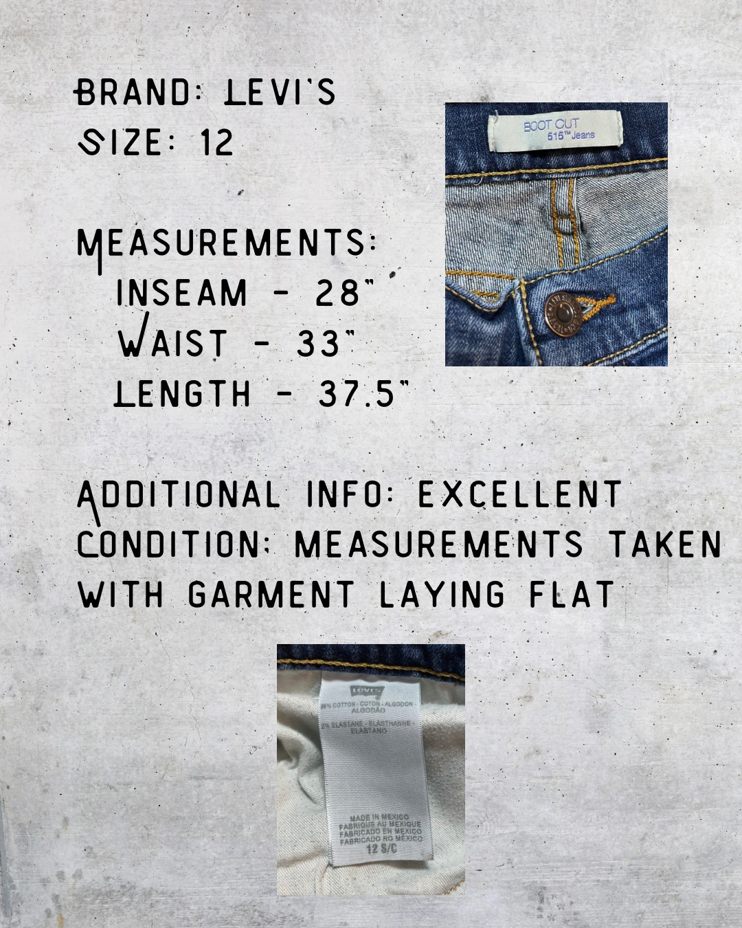 Levi’s 515 Bootcut Jeans – Mid-Rise Rockstars - Size 12