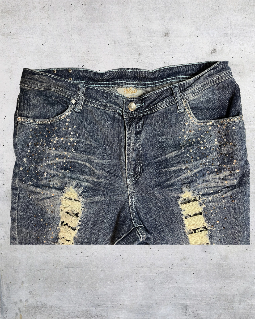 Rhinestone Rager Jeans - Size 8