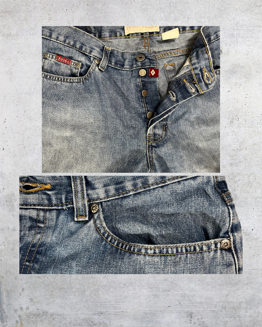 Fossil Brand Vintage Button-Fly Jeans