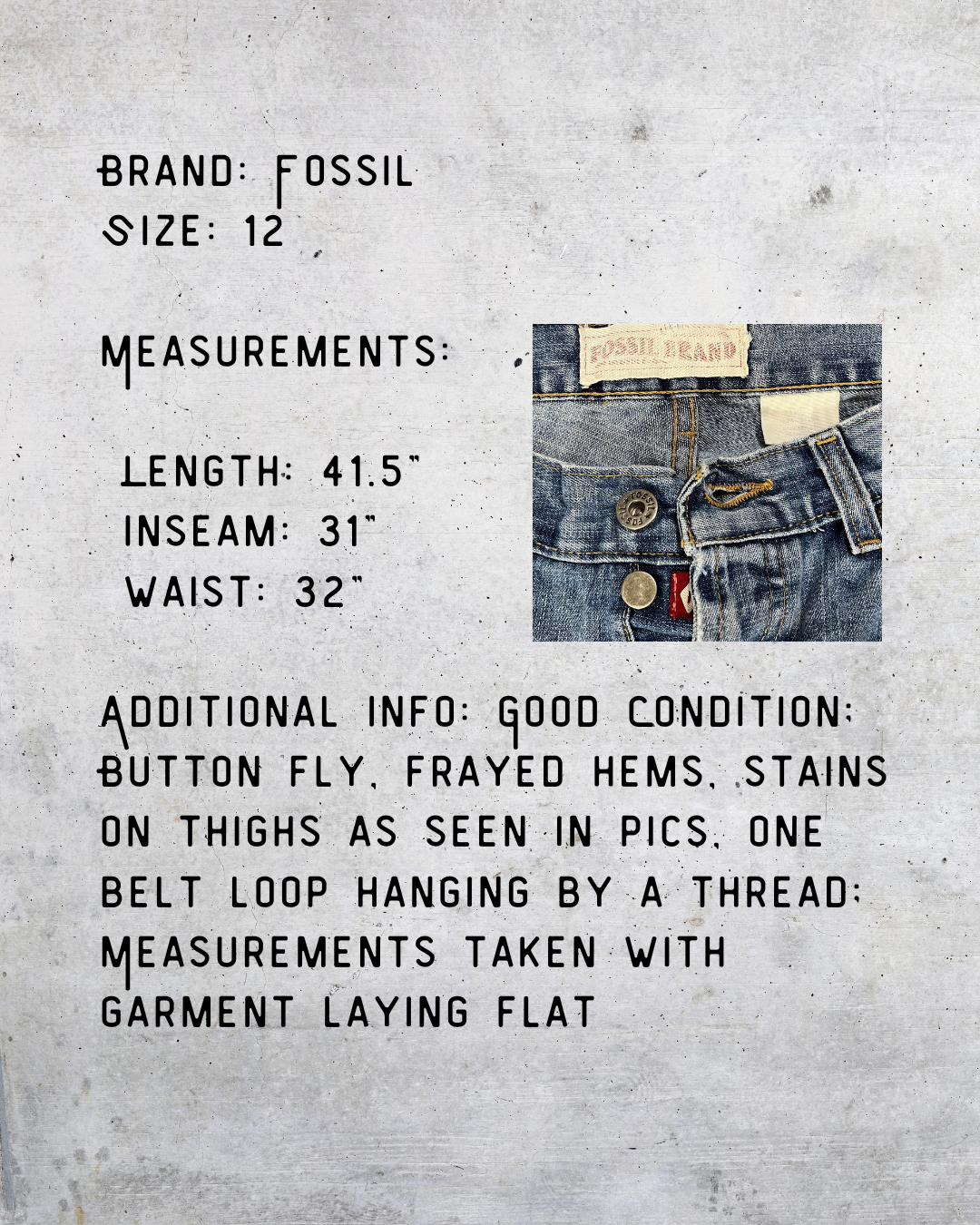 Fossil Brand Vintage Button-Fly Jeans