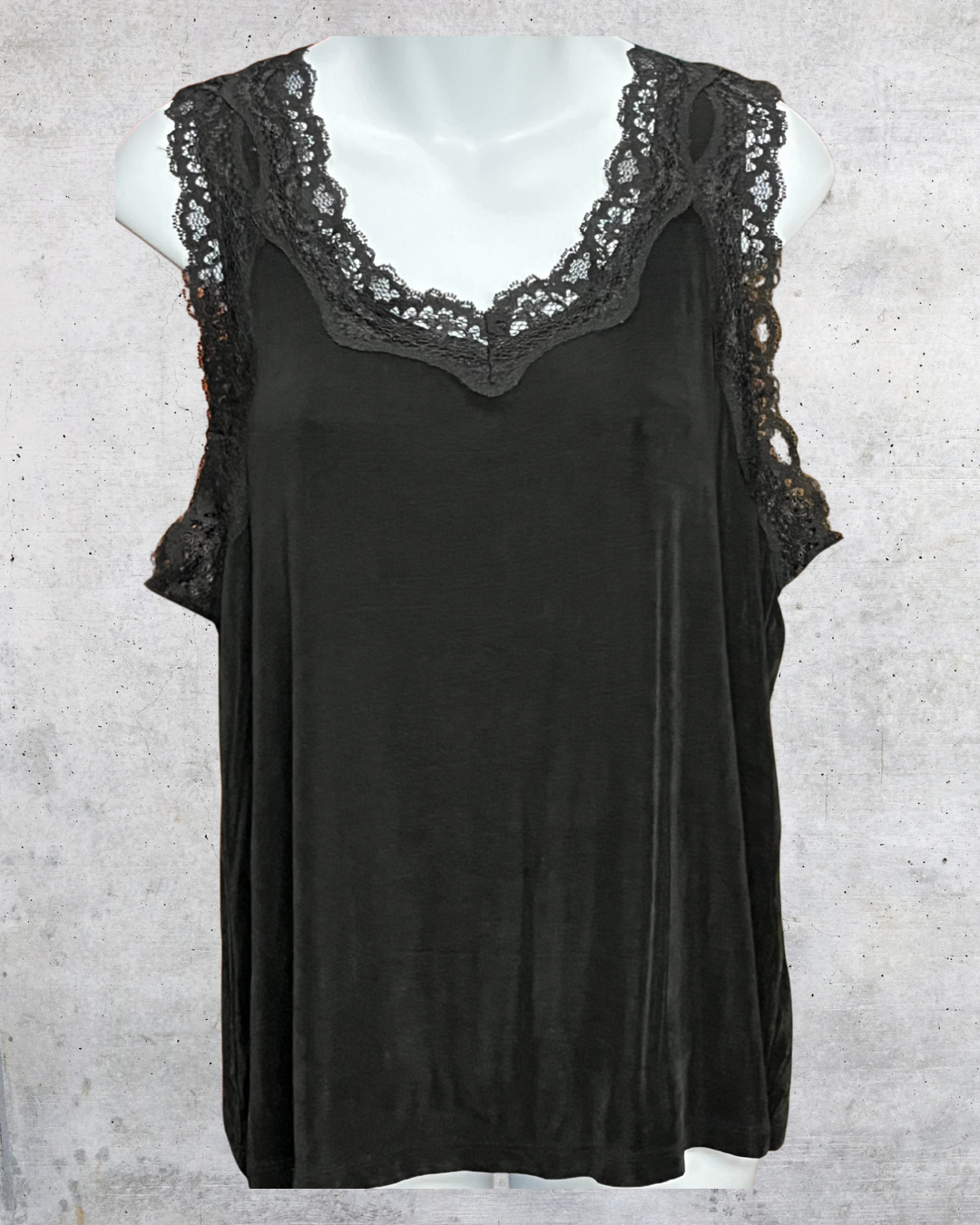 Mirasol Black Lace-Trim Tank