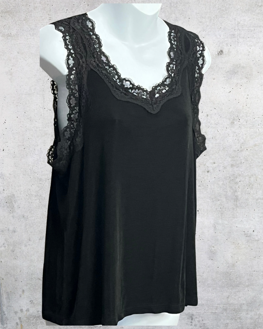 Mirasol Black Lace-Trim Tank