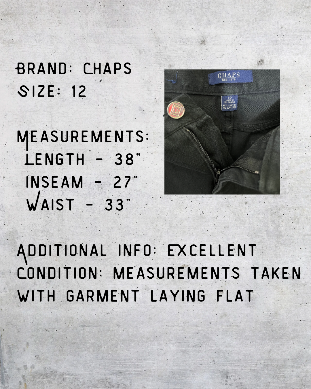 Chaps Classic Fit Black Stretch Pants