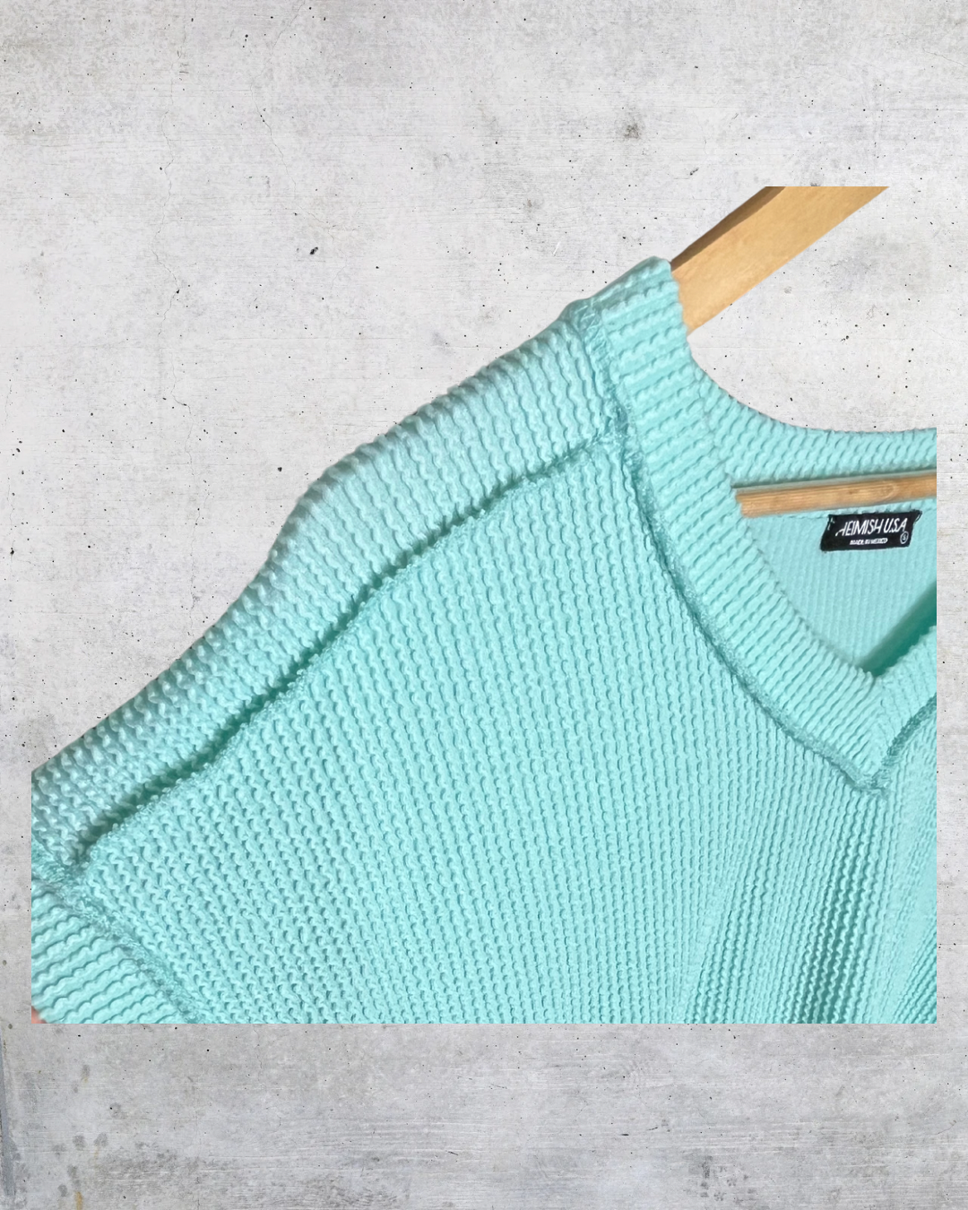 Heimish USA Ribbed V-Neck Tee in Mint