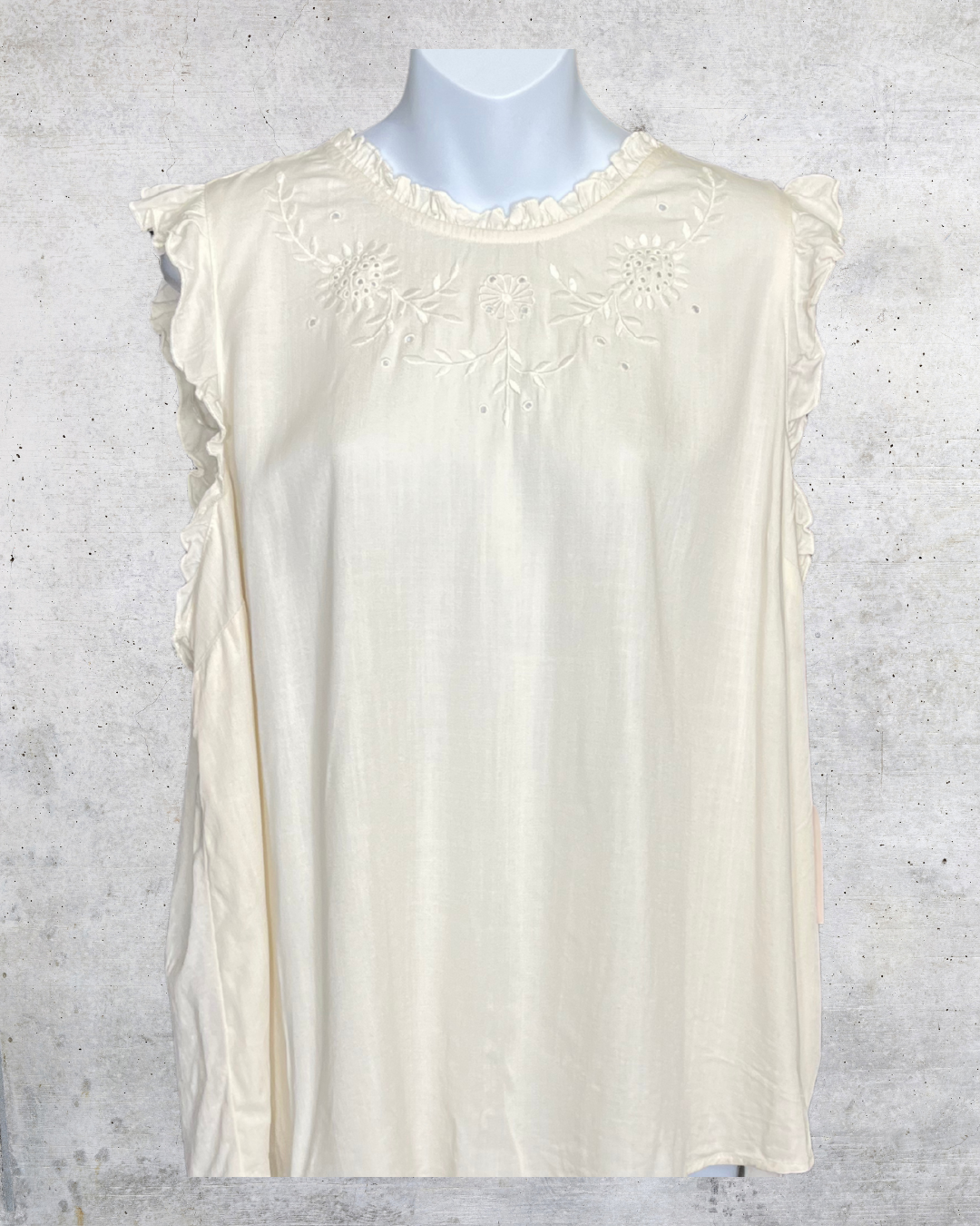 Vanilla Lace Flutter Sleeve Blouse