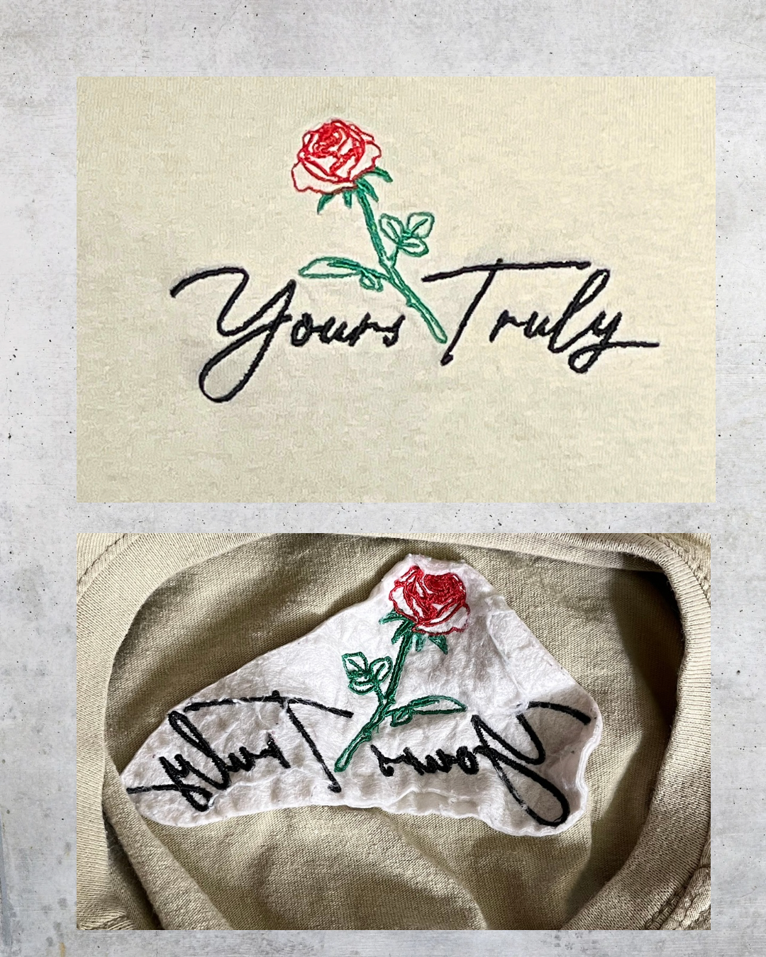 Yours Truly Embroidered Rose Tee