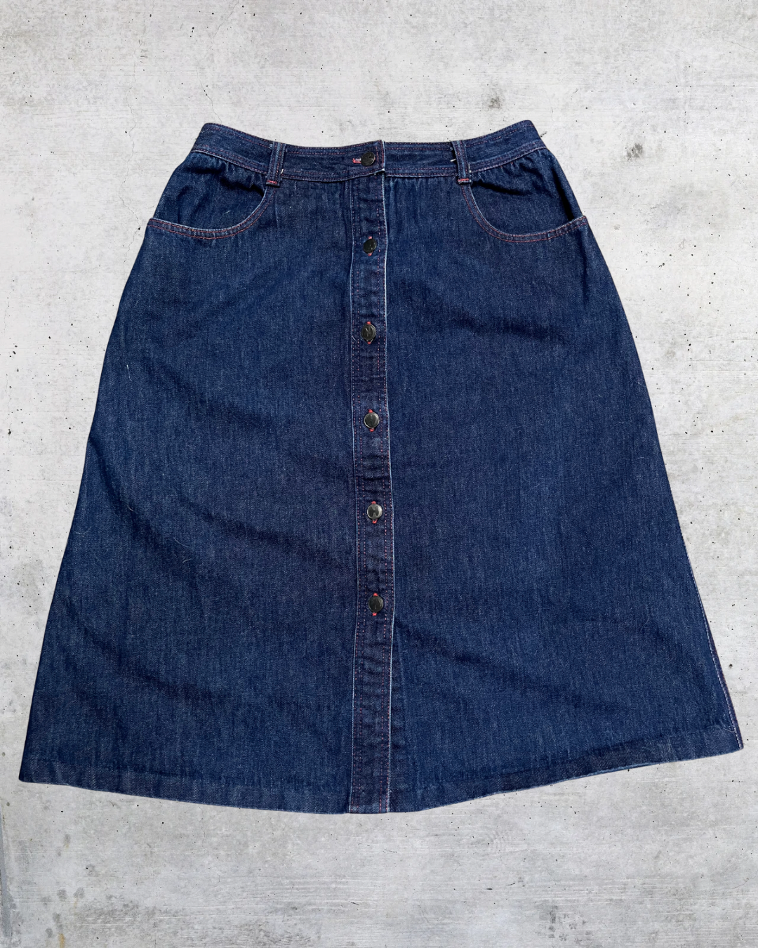 Y2K Halston III Button-Front Denim Skirt - Size 14