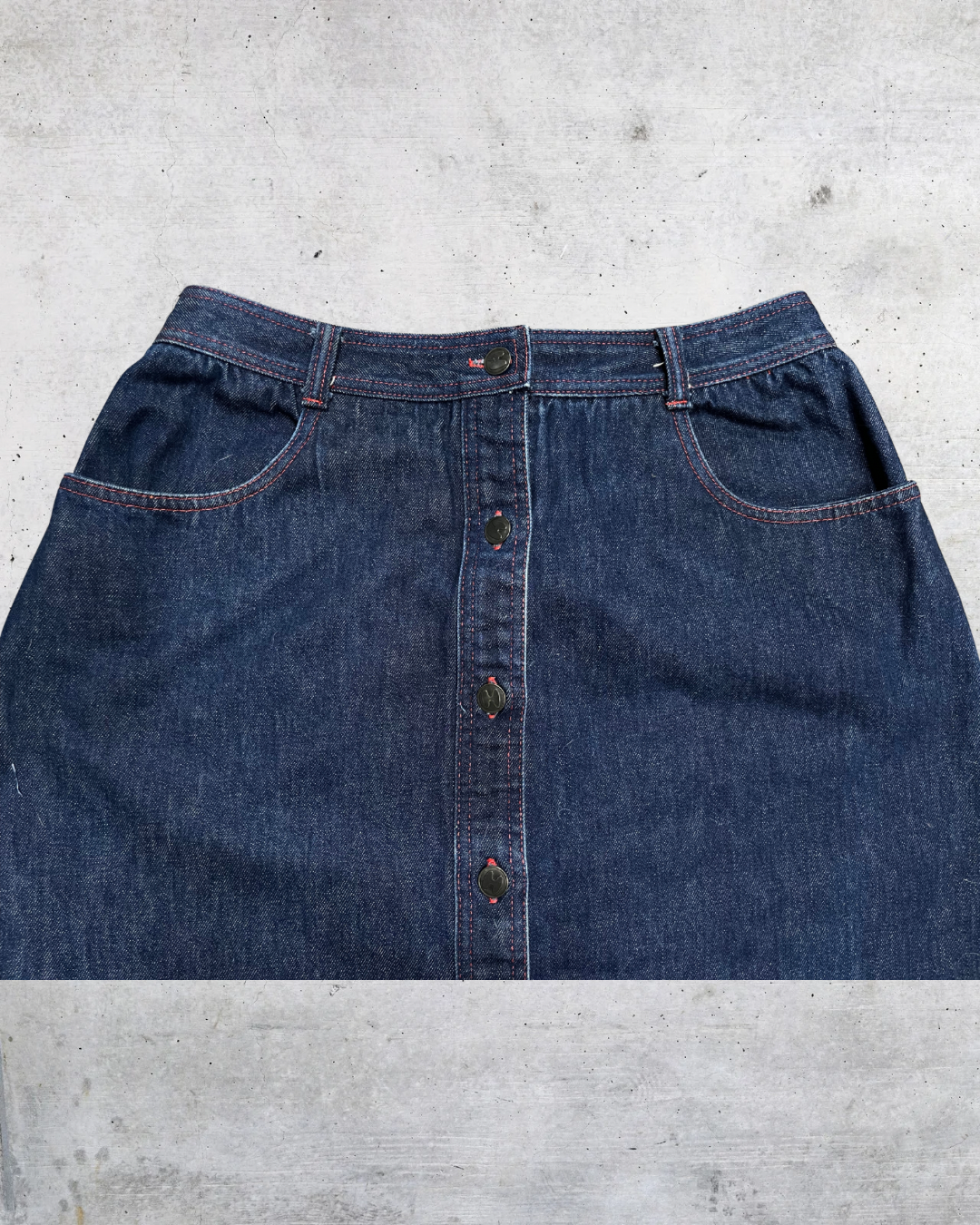 Y2K Halston III Button-Front Denim Skirt - Size 14
