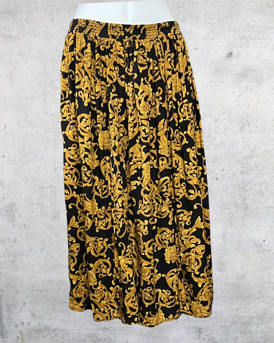 Vintage 90s Michele Leslie Baroque Print Midi Skirt - Medium