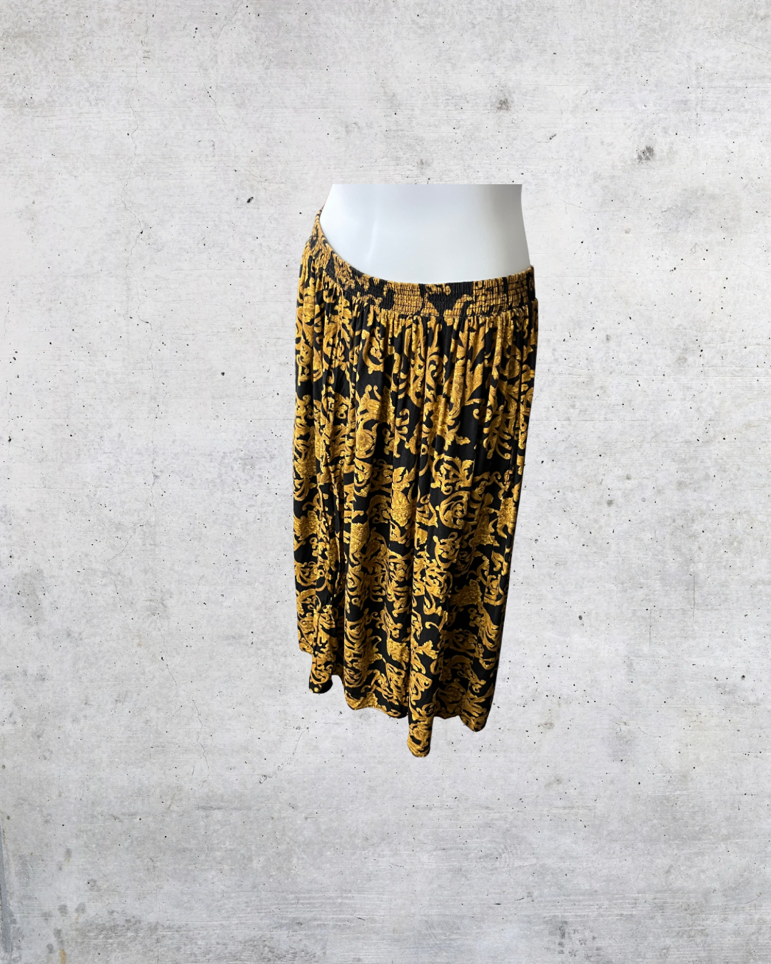 Vintage 90s Michele Leslie Baroque Print Midi Skirt - Medium