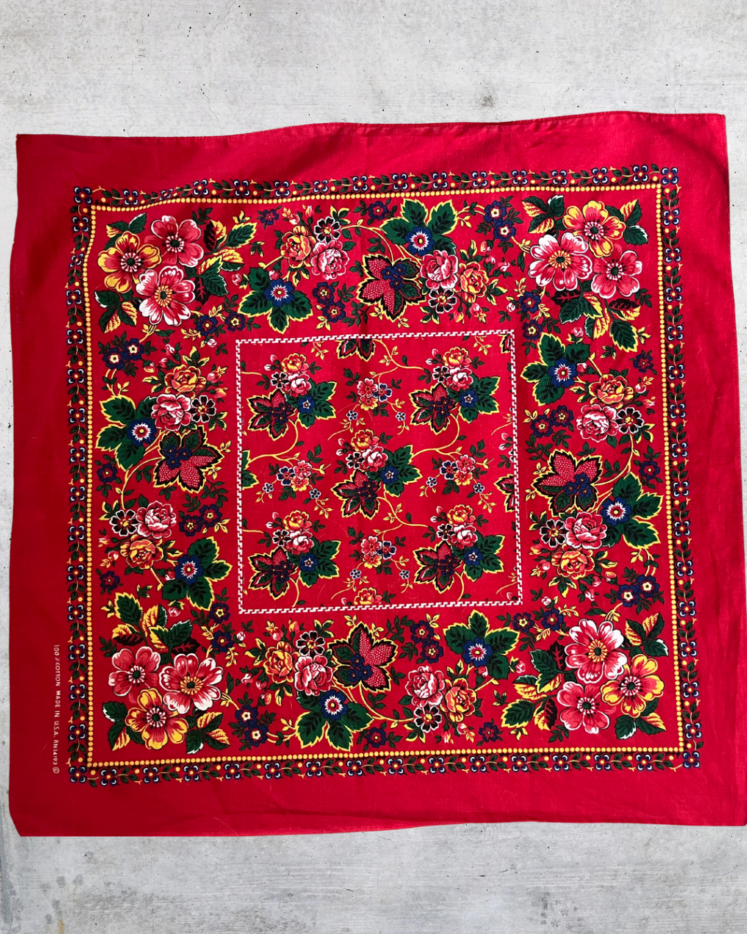Scarlet Bloom Vintage Bandana