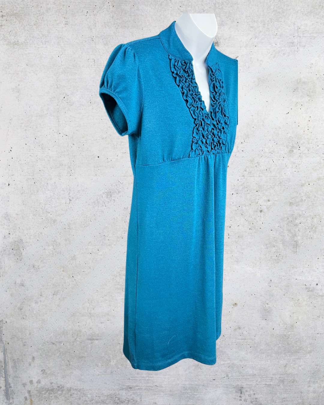 Heart Soul Teal Ruffle Front Dress – Medium