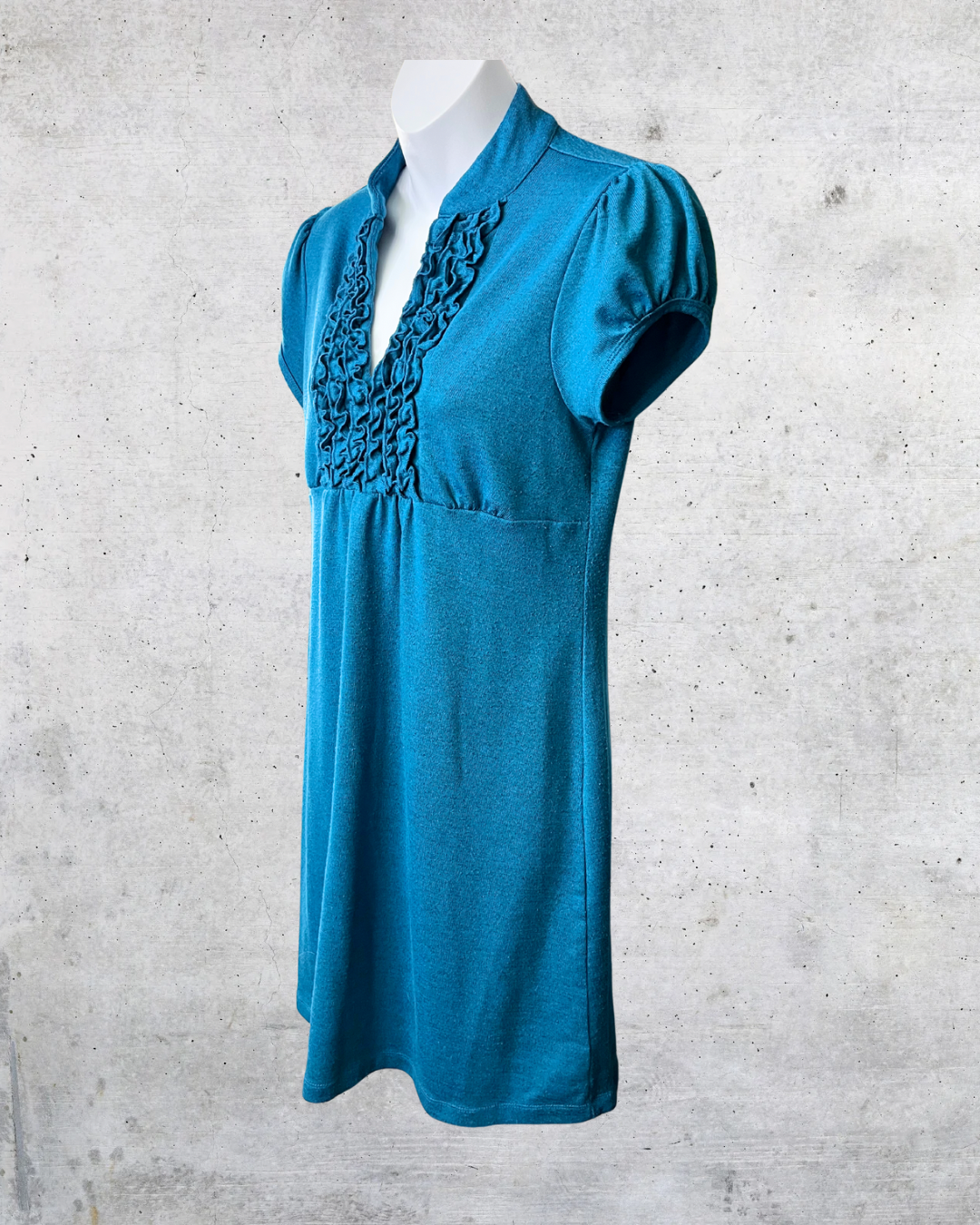 Heart Soul Teal Ruffle Front Dress – Medium