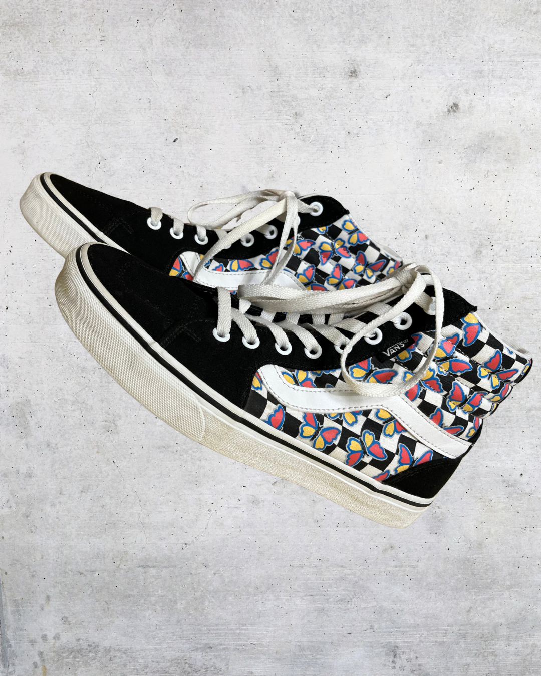 Vans Sk8-Hi Butterfly Checkerboard Sneakers – Women’s 9