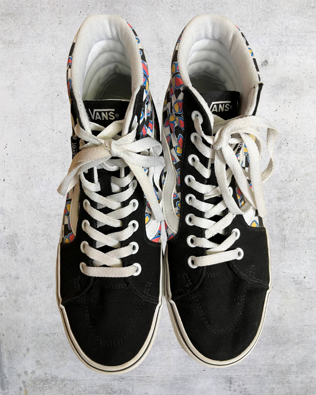 Vans Sk8-Hi Butterfly Checkerboard Sneakers – Women’s 9
